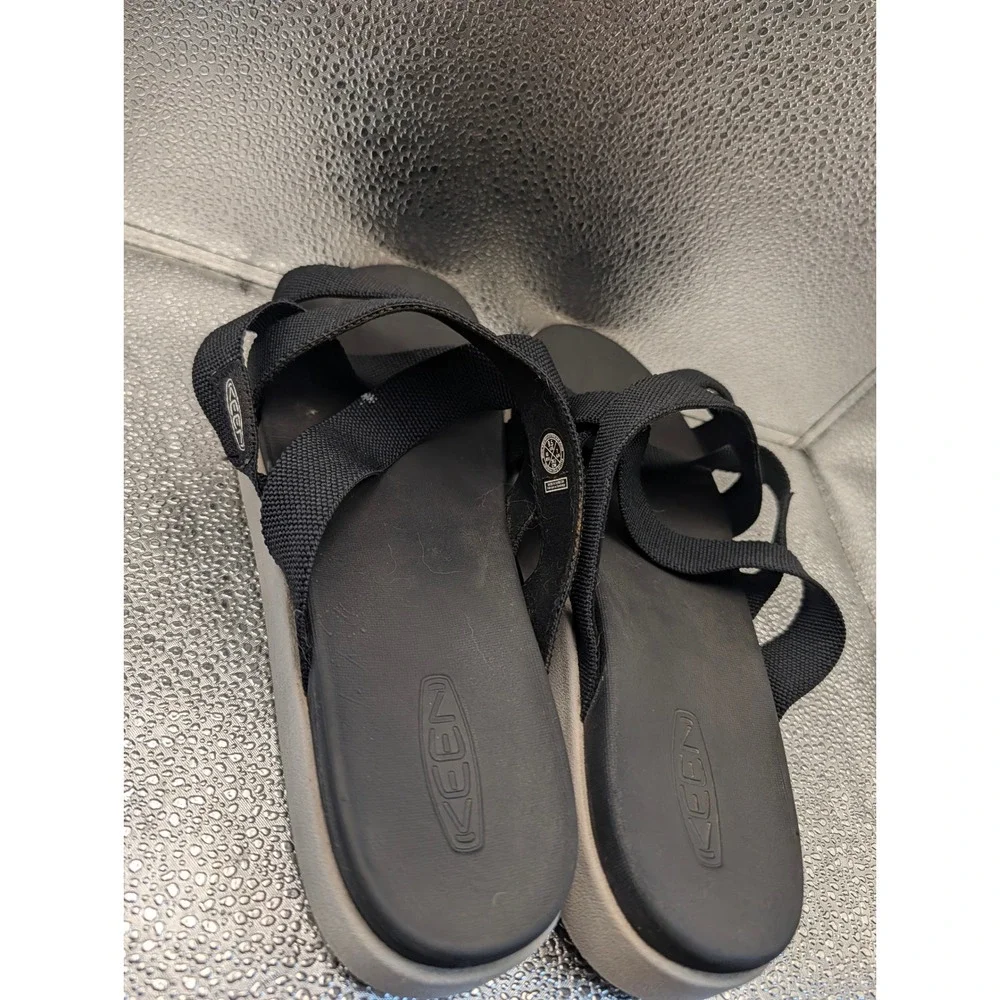 Keen Damaya Lattice Sandals Womens 9.5 Black Grey Strappy Slide 1022634